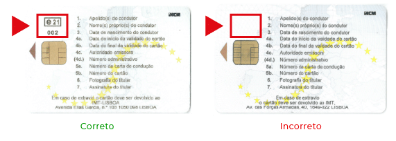Exemplo Verso Cartões Tacográficos